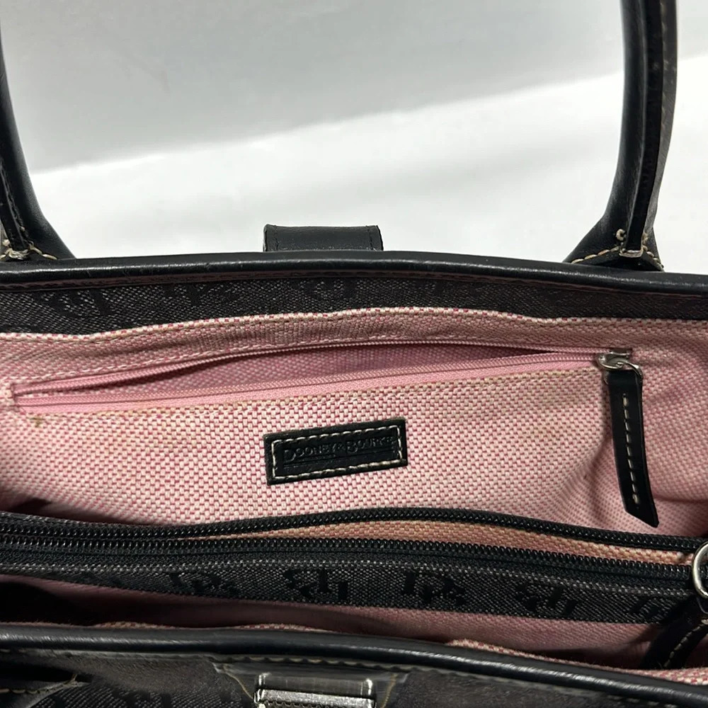 Dooney & Bourke Signature Jacquard Canvas Satchel Bag Crossbody Shoulder Strap - Picture 9 of 13